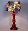 Frappe White & Blue Fabric Shade Night Lamp With Wood Base