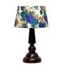 Bendigo White & Blue Fabric Shade Night Lamp With Wood Base