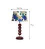 Lucca White & Blue Fabric Shade Night Lamp With Wood Base