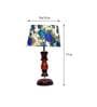 Milan White & Blue Fabric Shade Night Lamp With Wood Base