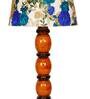 Romonov White & Blue Fabric Shade Night Lamp With Wood Base