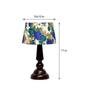 Bendigo White & Blue Fabric Shade Night Lamp With Wood Base