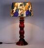 Centaur White & Blue Fabric Shade Night Lamp With Wood Base