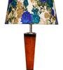 Demis White & Blue Fabric Shade Night Lamp With Wood Base