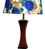 Madison White & Blue Fabric Shade Night Lamp With Wood Base