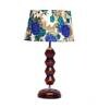 Lucca White & Blue Fabric Shade Night Lamp With Wood Base