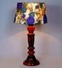 Beverly White & Blue Fabric Shade Night Lamp With Wood Base