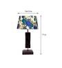 Bastian White & Blue Fabric Shade Night Lamp With Wood Base