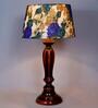 Lehr White & Blue Fabric Shade Night Lamp With Wood Base