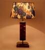 Livorno White & Blue Fabric Shade Night Lamp With Wood Base
