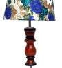 Milan White & Blue Fabric Shade Night Lamp With Wood Base