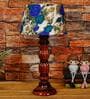 Centaur White & Blue Fabric Shade Night Lamp With Wood Base