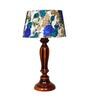 Lehr White & Blue Fabric Shade Night Lamp With Wood Base