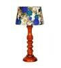 Lolita White & Blue Fabric Shade Night Lamp With Wood Base