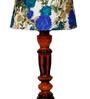 Beverly White & Blue Fabric Shade Night Lamp With Wood Base