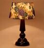Bendigo White & Blue Fabric Shade Night Lamp With Wood Base