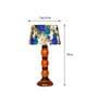 Romonov White & Blue Fabric Shade Night Lamp With Wood Base