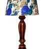 Lehr White & Blue Fabric Shade Night Lamp With Wood Base