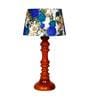 Frappe White & Blue Fabric Shade Night Lamp With Wood Base