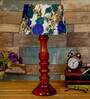 Lolita White & Blue Fabric Shade Night Lamp With Wood Base