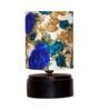 Desmond White & Blue Fabric Shade Night Lamp With Wood Base
