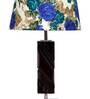 Bastian White & Blue Fabric Shade Night Lamp With Wood Base
