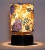 Desmond White & Blue Fabric Shade Night Lamp With Wood Base