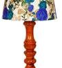 Lolita White & Blue Fabric Shade Night Lamp With Wood Base