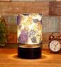 Desmond White & Blue Fabric Shade Night Lamp With Wood Base