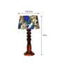 Haytham White & Blue Fabric Shade Night Lamp With Wood Base