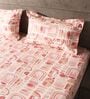 White & Brown 144TC Cotton Flat Super King Bedsheet with 2 Pillow Covers