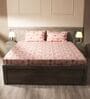 White & Brown 144TC Cotton Flat Super King Bedsheet with 2 Pillow Covers