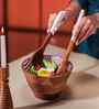 White & Brown Acacia Wood  Serving Bowls