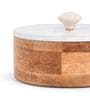 White & Brown Wooden Round Box With Sunmica Lid