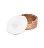 White & Brown Wooden Round Box With Sunmica Lid