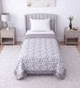 White & Chocolate Cotton Floral 350 GSM Single Bed Reversible Dohar