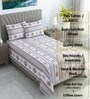 White & Grey Floral 400 TC Cotton Single Bed Size Flat Bedsheet With 2 Pillow Covers