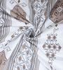 White & Grey Floral 400 TC Cotton Single Bed Size Flat Bedsheet With 2 Pillow Covers