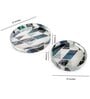 White & Gold, Black MDF Wood New Mosaic (Set of 2) Round Serving Trays