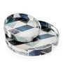 White & Gold, Black MDF Wood New Mosaic (Set of 2) Round Serving Trays