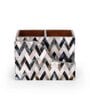 White & Gold, Black MDF Wood Zigzag Cutlery Tissue Holder