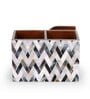 White & Gold, Black MDF Wood Zigzag Cutlery Tissue Holder