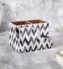 White & Gold, Black MDF Wood Zigzag Cutlery Tissue Holder
