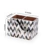 White & Gold, Black MDF Wood Zigzag Cutlery Tissue Holder
