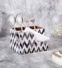White & Gold, Black MDF Wood Zigzag Cutlery Tissue Holder