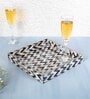 White & Gold, Black MDF Wood Zigzag  Square Serving Tray