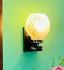 White & Gold E27 holder Wood & Glass Uplight Wall Scone