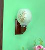 White & Gold E27 holder Wood & Glass Uplight Wall Scone