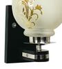 White & Gold E27 holder Wood & Glass Uplight Wall Scone