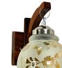 White & Gold E27 holder Wood & Glass Uplight Wall Scone